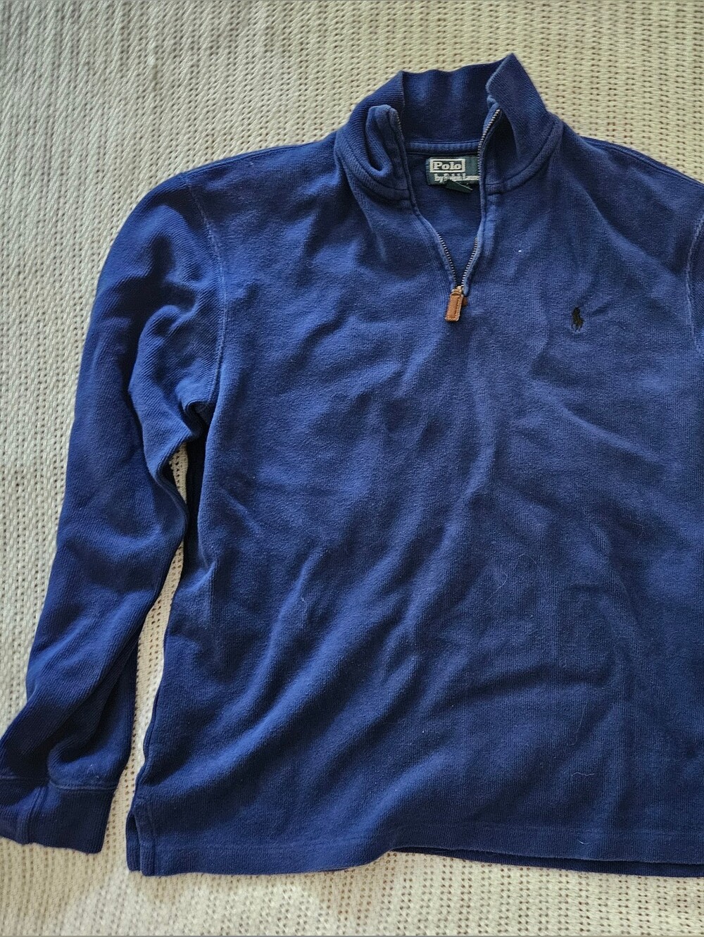Vintage Men's Navy Quarter-Zip Sweater